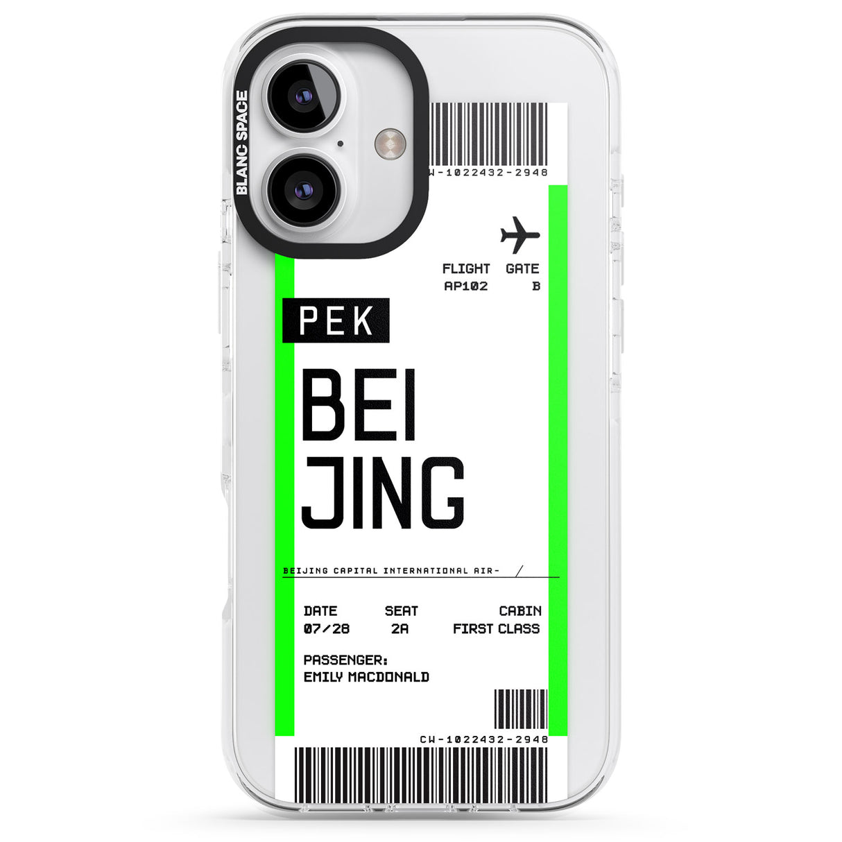 iPhone 16 Pro Max Personalised Beijing Boarding Pass Black Impact Phone Case