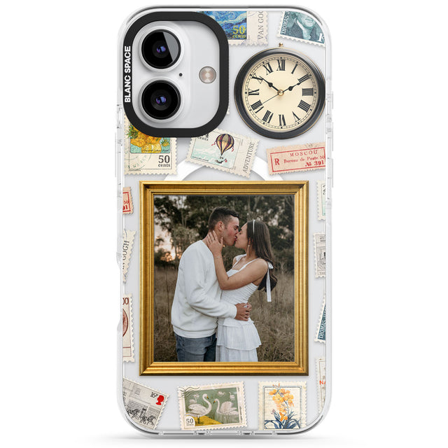 Personalised Vintage Photo Frame Collage Impact Magsafe Phone Case for iPhone 16, iPhone 16 Plus