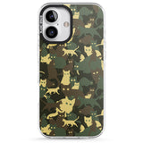 iPhone 16 Pro Max Forest Green Cat Camouflage Pattern Black Impact Phone Case