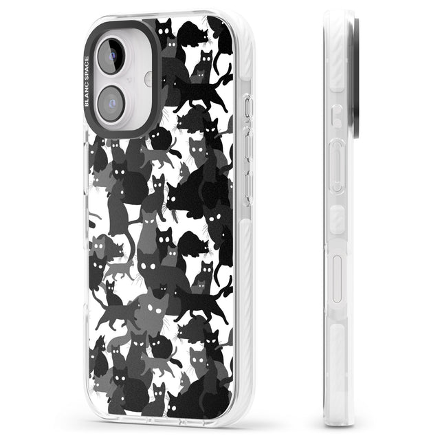 iPhone 16 Pro Max Black & White Cat Camouflage Black Impact Phone Case