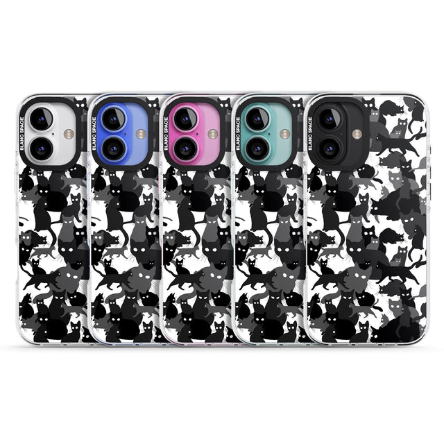 iPhone 16 Pro Max Black & White Cat Camouflage Black Impact Phone Case