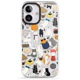 iPhone 16 Pro Max Cartoon Cat Collage Black Impact Phone Case