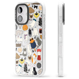 iPhone 16 Pro Max Cartoon Cat Collage Black Impact Phone Case