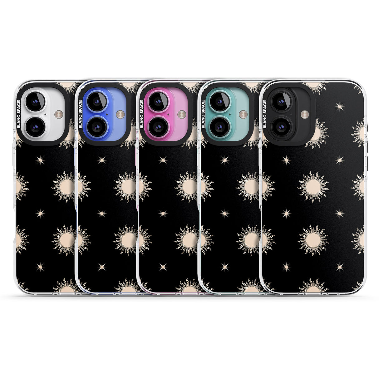 iPhone 16 Pro Max Celestial Patterns Classic Suns (Black) Black Impact Phone Case