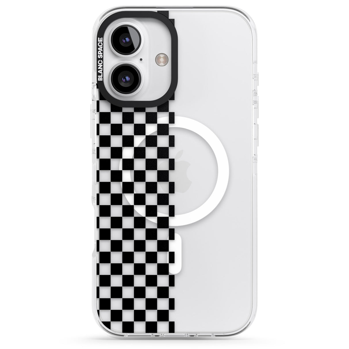 iPhone 16 Pro Max Checker: Half Black Check on Clear Black Impact Phone Case