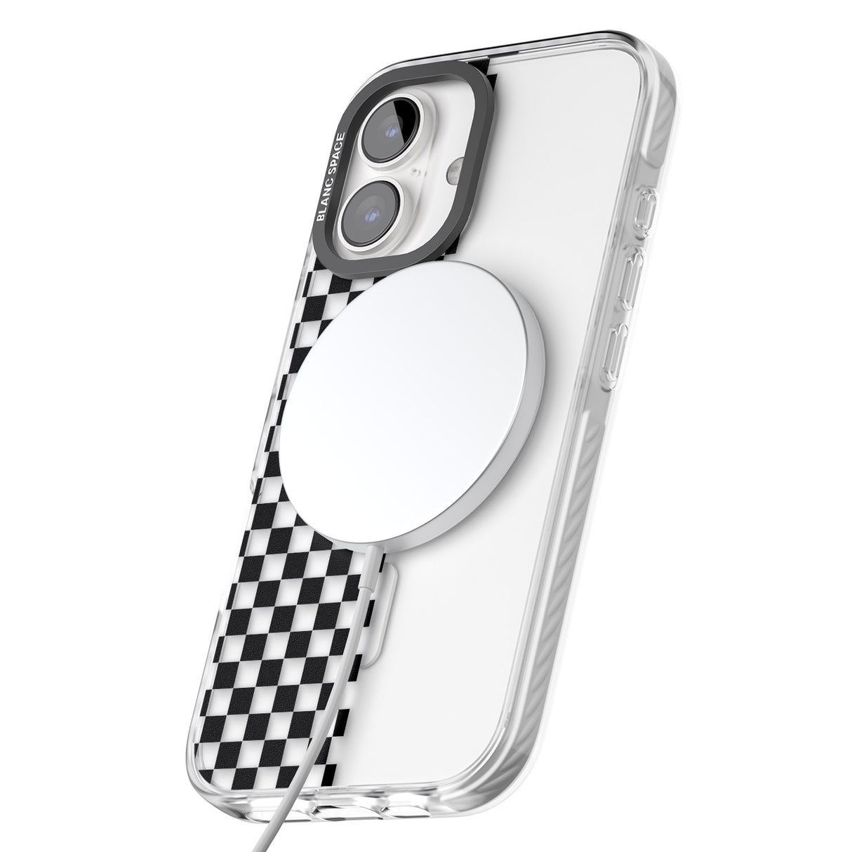 iPhone 16 Pro Max Checker: Half Black Check on Clear Black Impact Phone Case