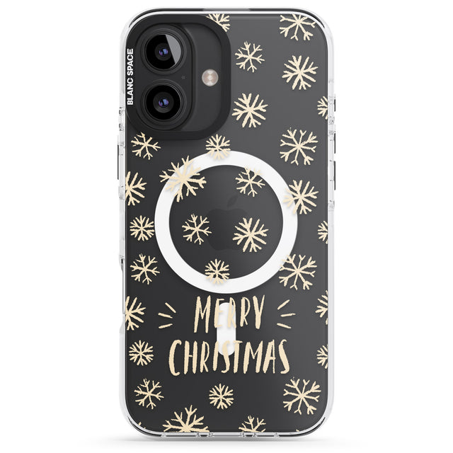 iPhone 16 Pro Max Christmas Snowflake Pattern Black Impact Phone Case