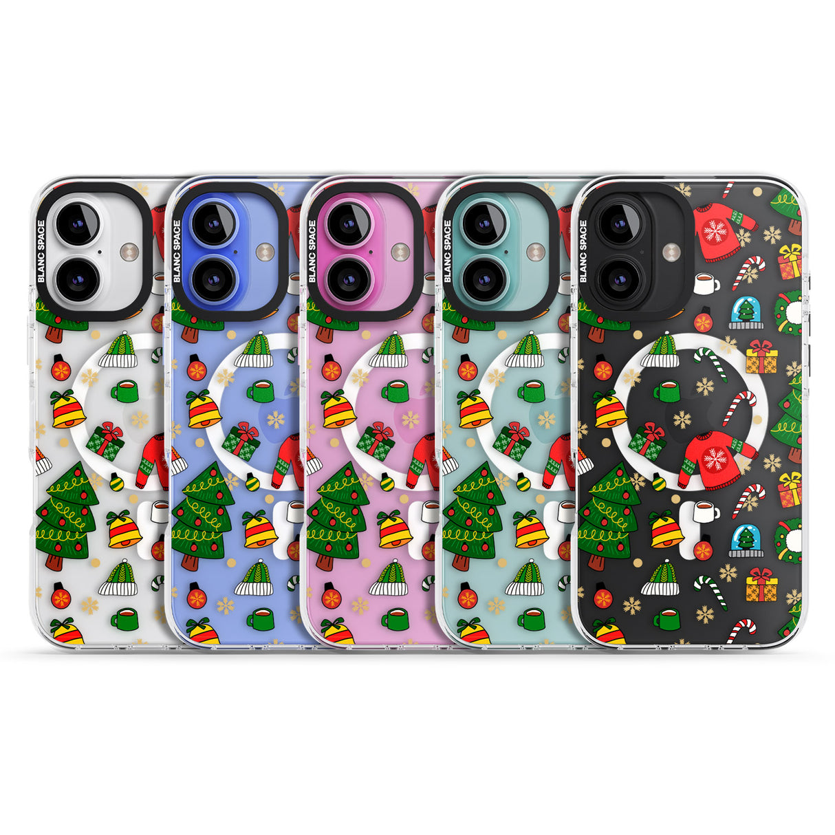 iPhone 16 Pro Max Christmas Mixture Pattern Black Impact Phone Case