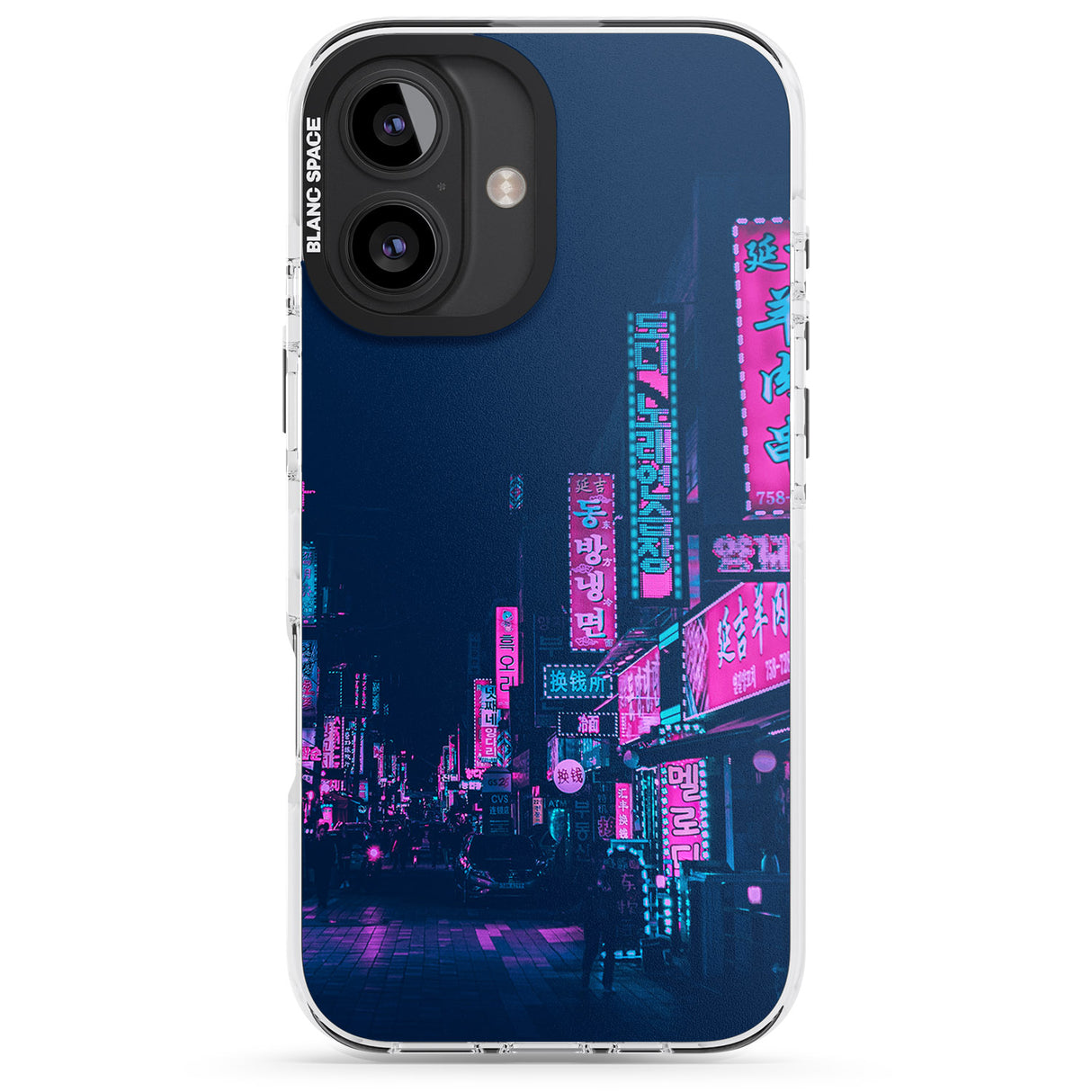 iPhone 16 Pro Max Pink & Turquoise - Neon Cities Black Impact Phone Case