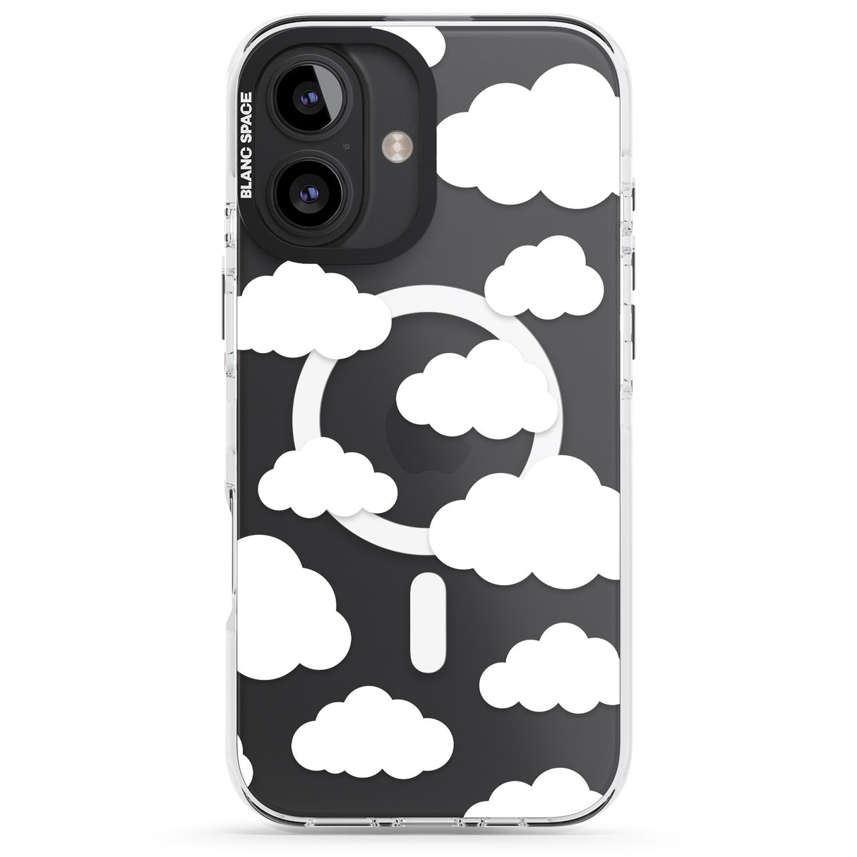 iPhone 16 Pro Max Transparent Cloud Pattern Black Impact Phone Case