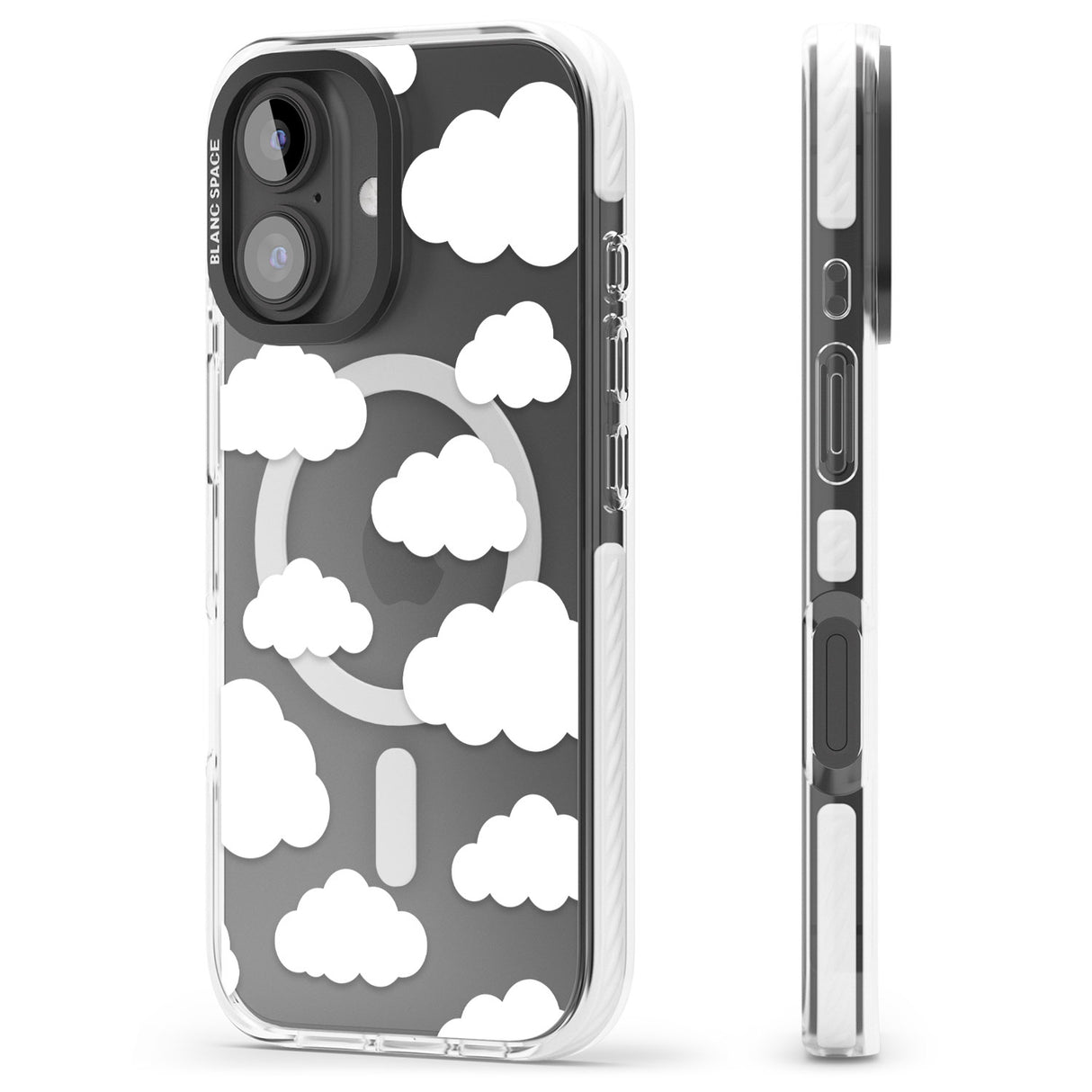 iPhone 16 Pro Max Transparent Cloud Pattern Black Impact Phone Case