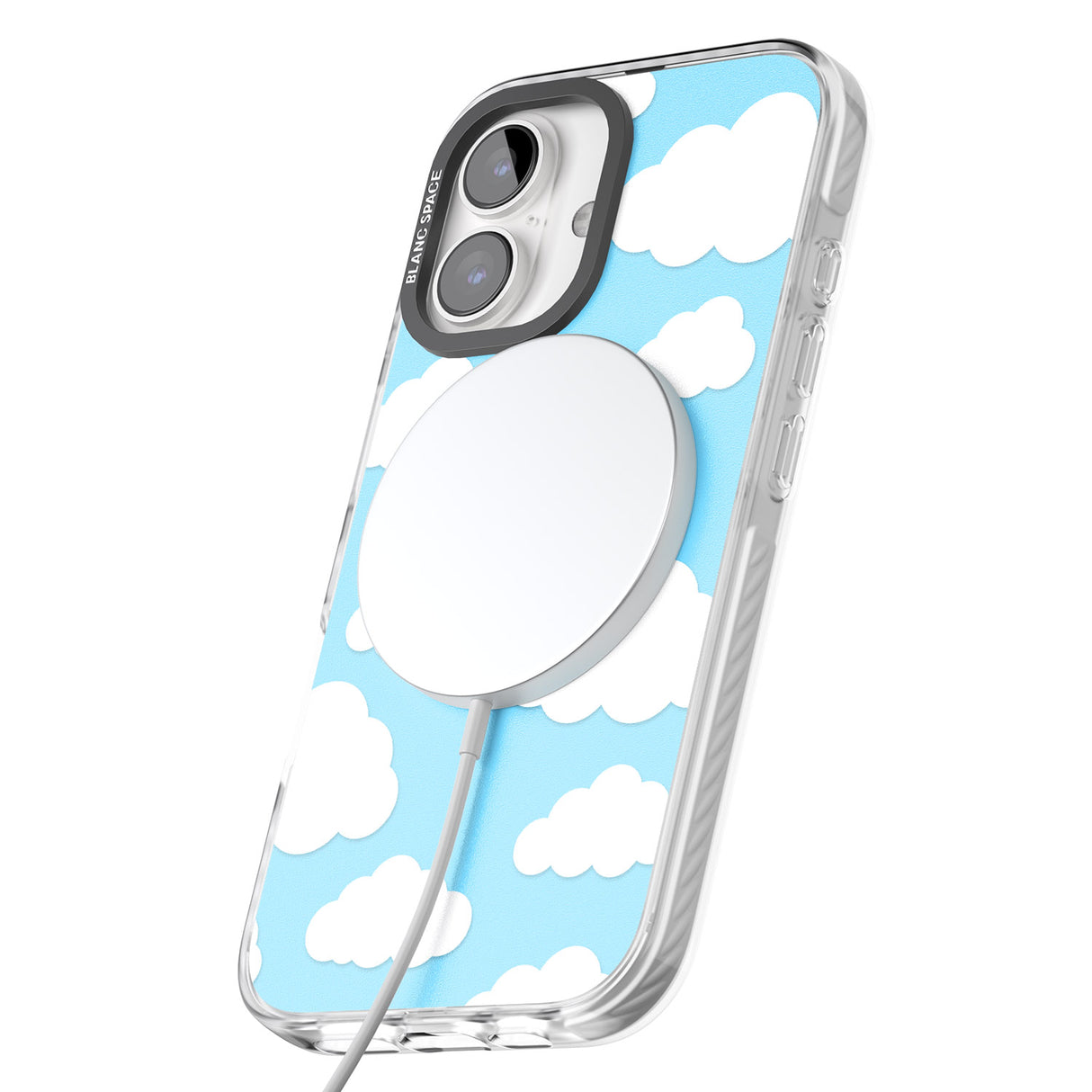 iPhone 16 Pro Max Blue Sky & Clouds Pattern Clear Impact Phone Case + Magsafe