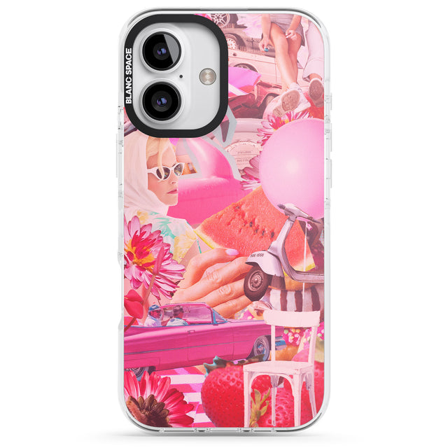 iPhone 16 Pro Max Vintage Collage: Pink Glamour Black Impact Phone Case