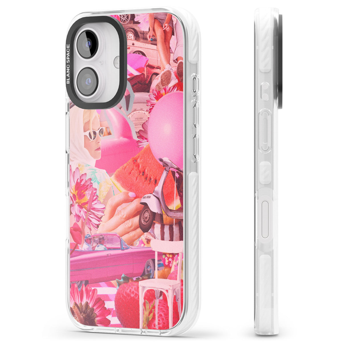 iPhone 16 Pro Max Vintage Collage: Pink Glamour Black Impact Phone Case