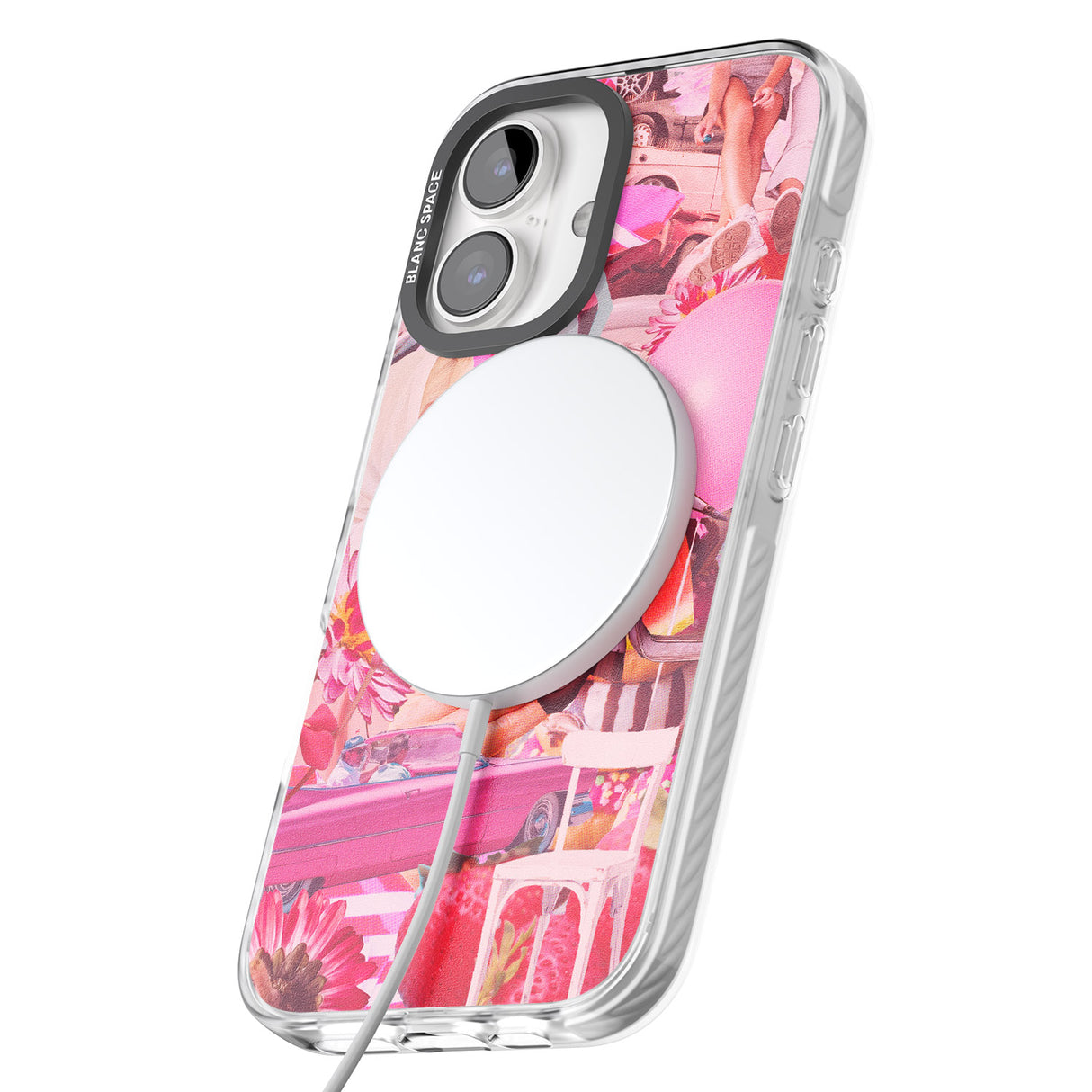 iPhone 16 Pro Max Vintage Collage: Pink Glamour Black Impact Phone Case