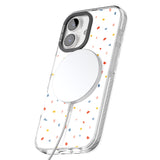 iPhone 16 Pro Max Confetti Print on Solid White Black Impact Phone Case