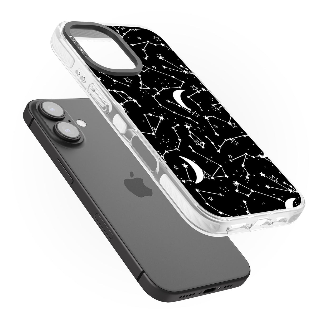 iPhone 16 Pro Max White Stars Constellations on Black Black Impact Phone Case