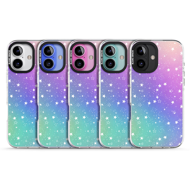 iPhone 16 Pro Max White Stars on Pastels Black Impact Phone Case