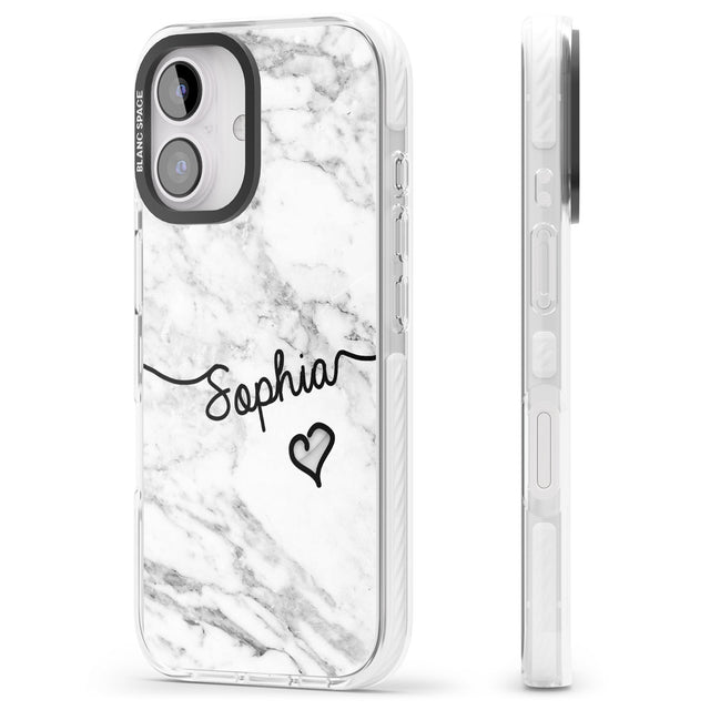 iPhone 16 Pro Max White Marble Black Impact Phone Case