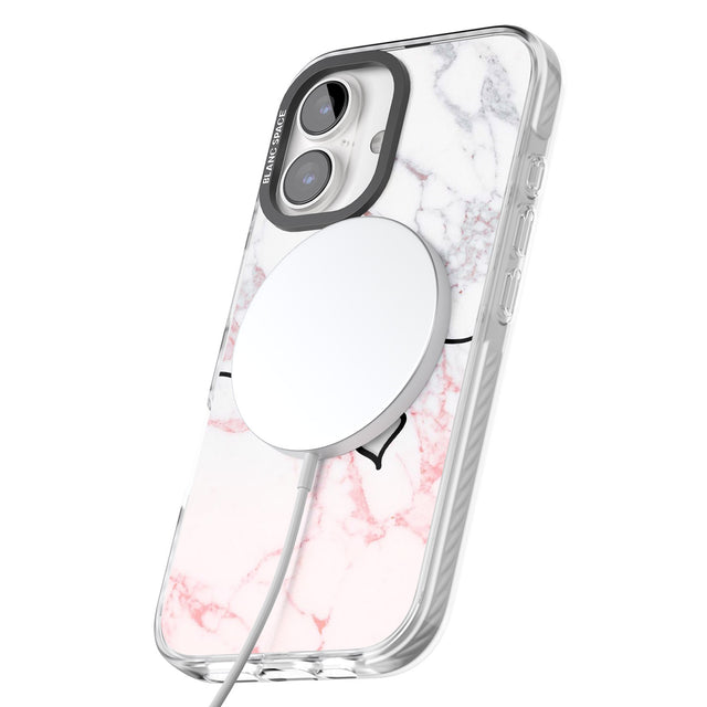 iPhone 16 Pro Max Pink Fade Marble Black Impact Phone Case