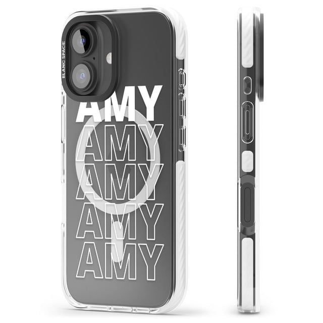 iPhone 16 Pro Max Personalised Clear Text 5C Black Impact Phone Case