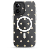 iPhone 16 Pro Max Daisy Pattern Transparent Cute Floral Black Impact Phone Case