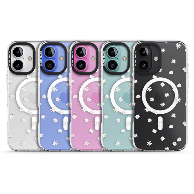 iPhone 16 Pro Max Painted Daises on Transparent Black Impact Phone Case