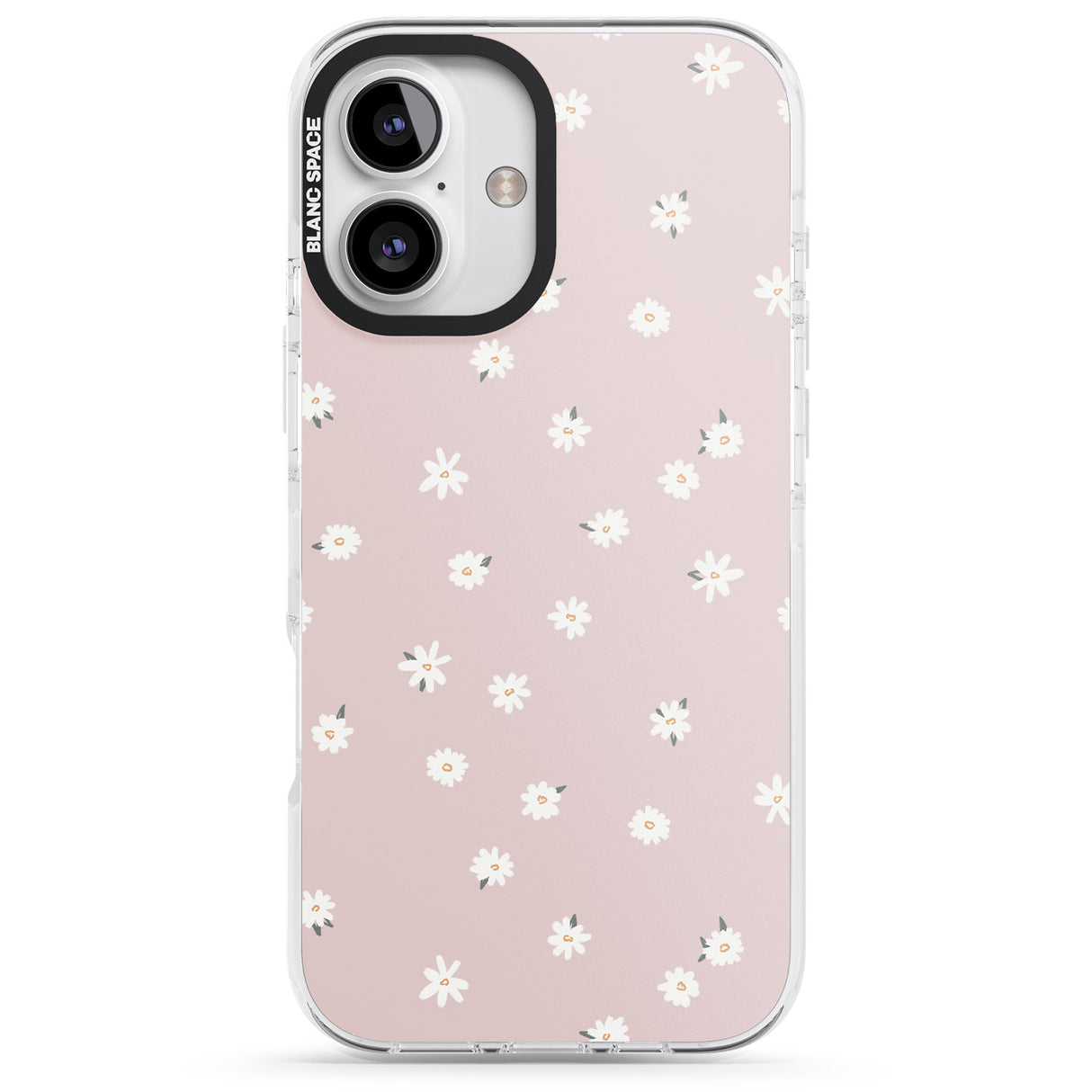 iPhone 16 Pro Max Painted Daises on Pink Black Impact Phone Case