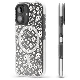 iPhone 16 Pro Max Floral Print on Transparent Black Impact Phone Case