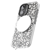 iPhone 16 Pro Max Floral Print on Transparent Black Impact Phone Case