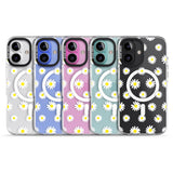 iPhone 16 Pro Max White Daisy Pattern (Clear) Black Impact Phone Case