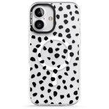 iPhone 16 Pro Max Black on Transparent Dalmatian Polka Dot Spots Black Impact Phone Case