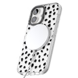 iPhone 16 Pro Max Black on Transparent Dalmatian Polka Dot Spots Black Impact Phone Case