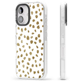 iPhone 16 Pro Max Gold Look on White Dalmatian Polka Dot Spots Black Impact Phone Case