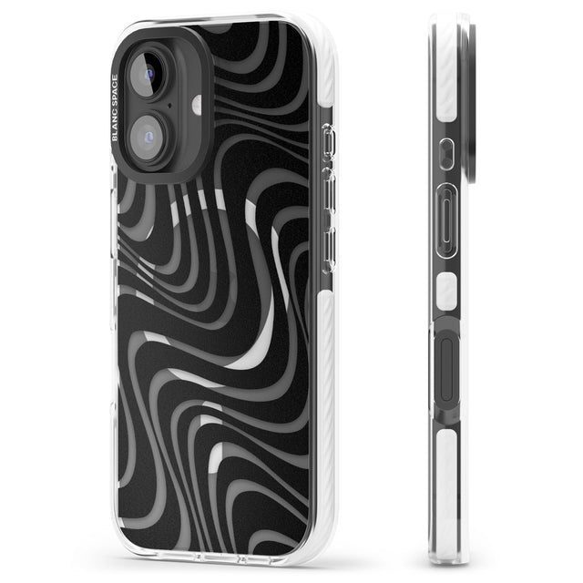 iPhone 16 Pro Max Abstract Waves Black Impact Phone Case