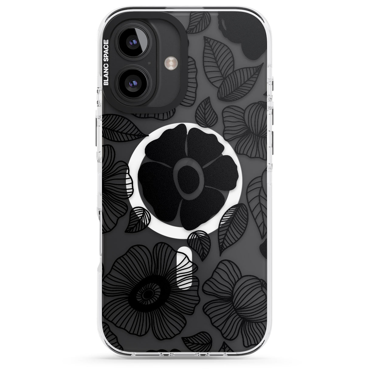 iPhone 16 Pro Max Black Flowers Black Impact Phone Case