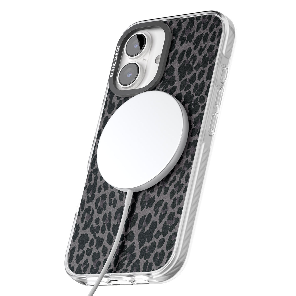 iPhone 16 Pro Max Dark Animal Print Pattern Small Leopard Black Impact Phone Case