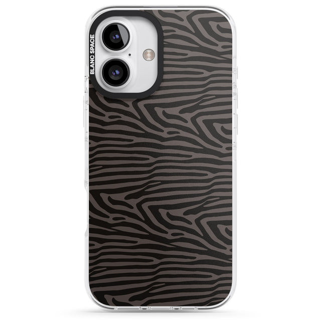 iPhone 16 Pro Max Dark Animal Print Pattern Zebra Black Impact Phone Case