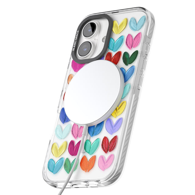 iPhone 16 Pro Max Oil Painted Hearts Black Impact Phone Case