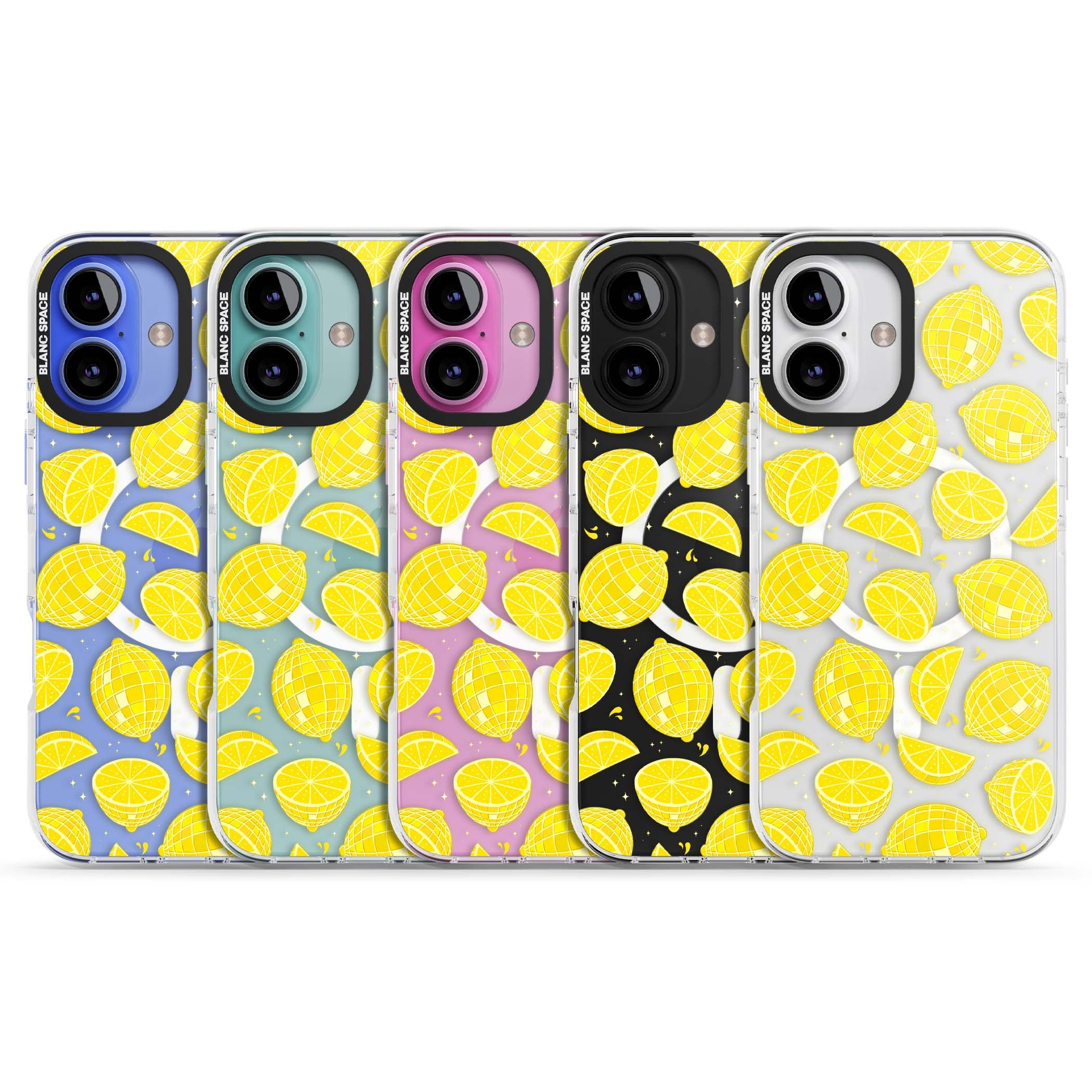 Disco Lemons citrus iPhone case featuring mirrorball lemons, sliced fruit and sparkle accents | Impact Magsafe case for iPhone 16, iPhone 16 Plus
