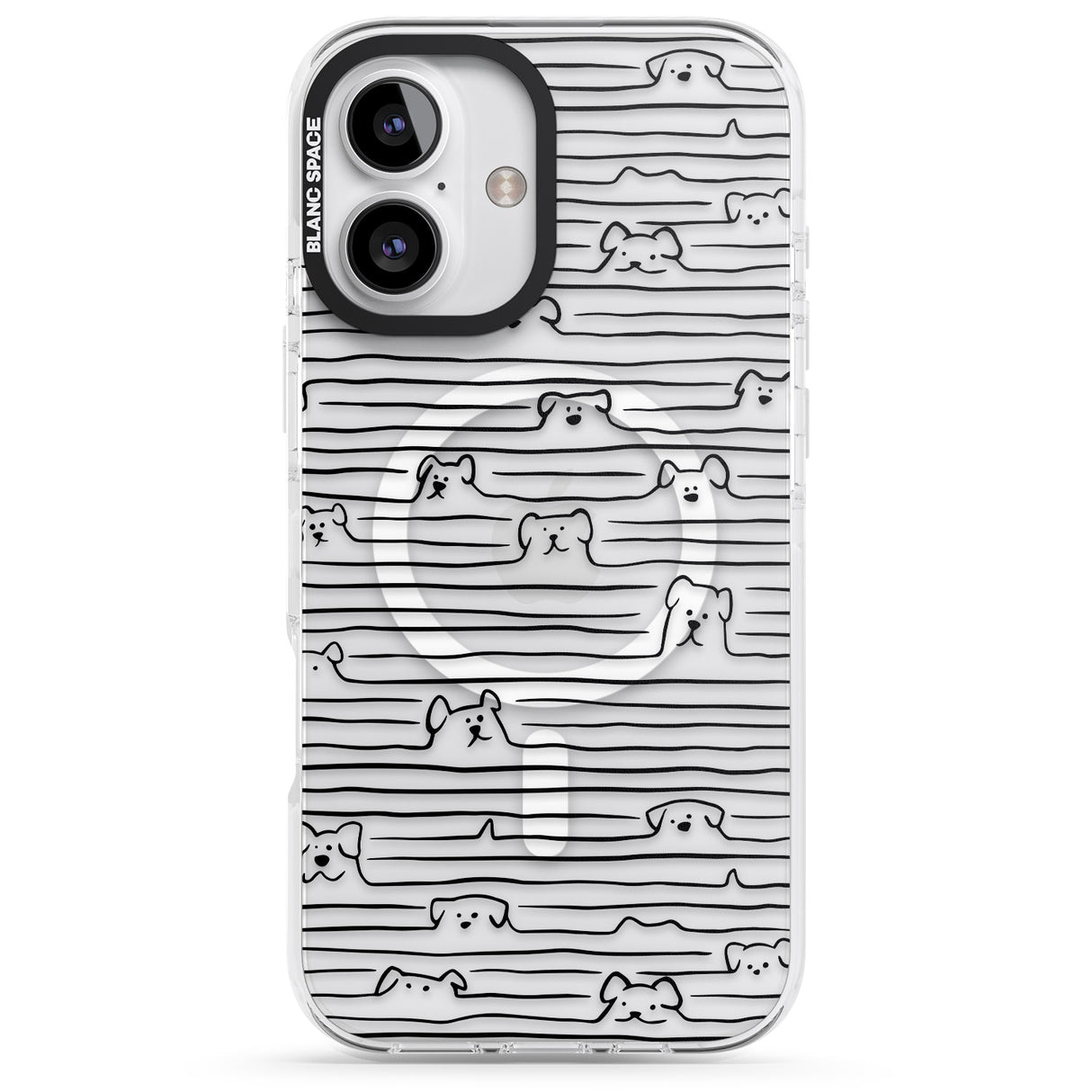 iPhone 16 Pro Max Dog Line Art - Black Black Impact Phone Case