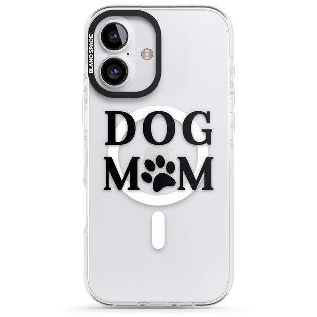 iPhone 16 Pro Max Dog Mom Paw Print Black Impact Phone Case