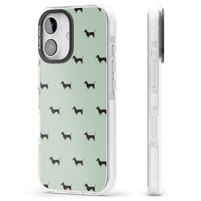 iPhone 16 Pro Max Dachshund Dog Pattern Black Impact Phone Case