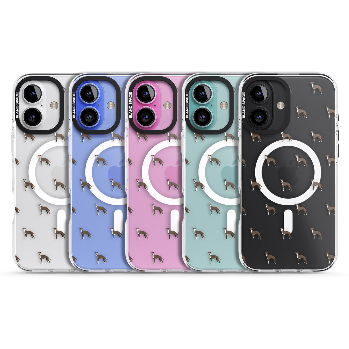 iPhone 16 Pro Max Whippet/Italian Greyhound Dog Pattern Clear Black Impact Phone Case