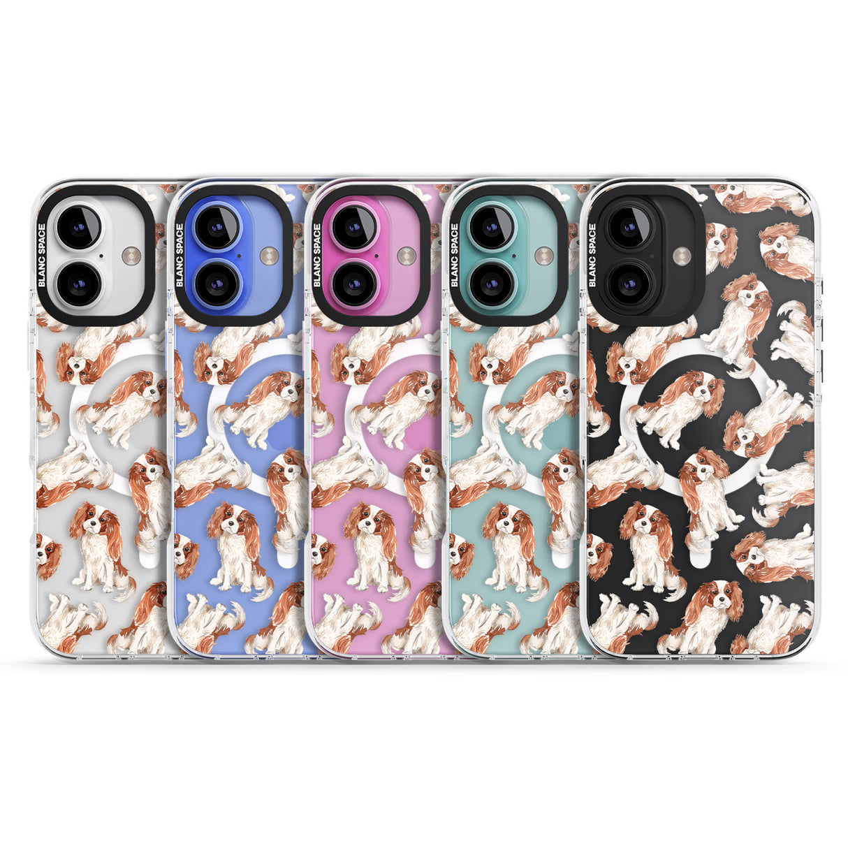 iPhone 16 Pro Max Cavalier King Charles Spaniel Dog Pattern Black Impact Phone Case