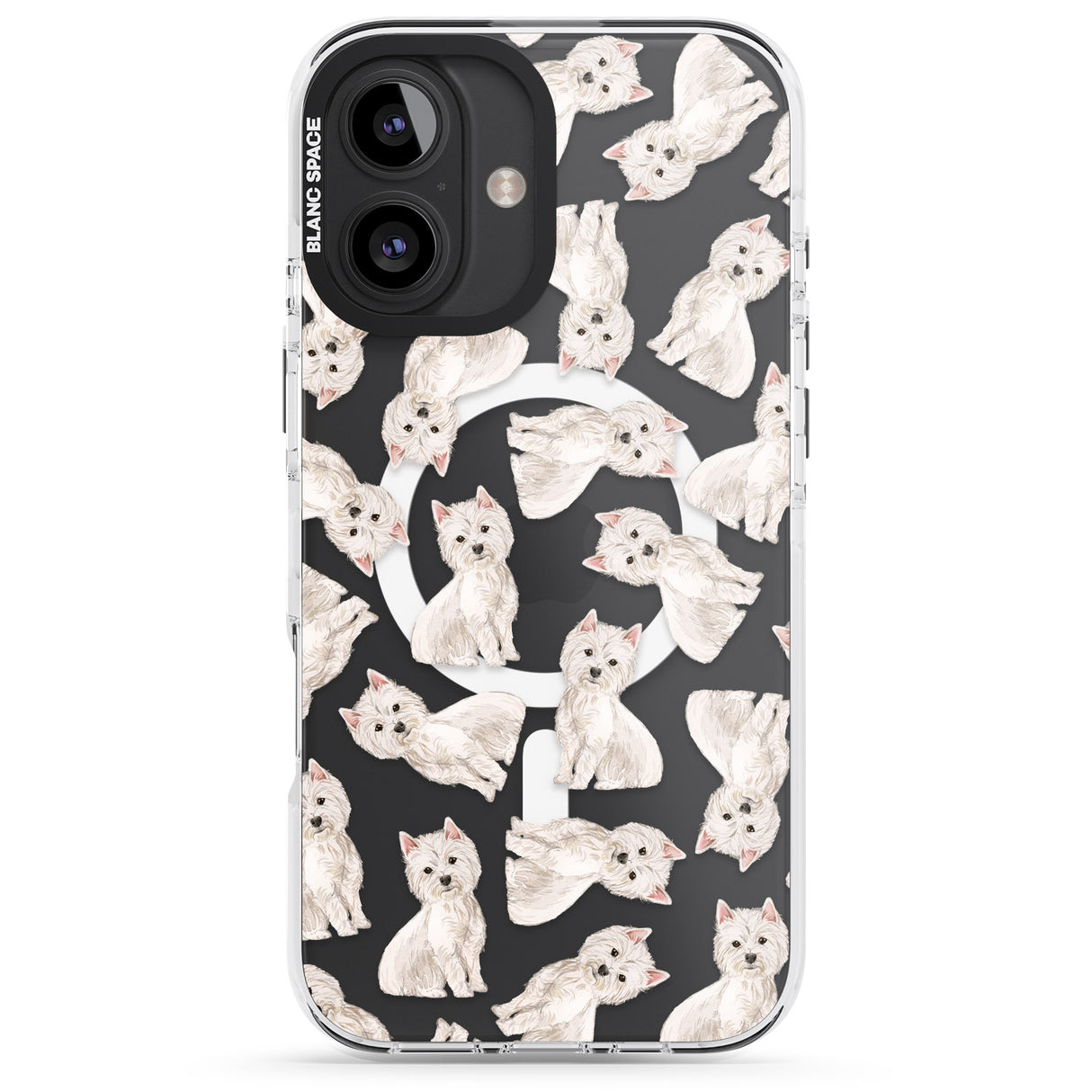 iPhone 16 Pro Max Westie Watercolour Dog Pattern Black Impact Phone Case