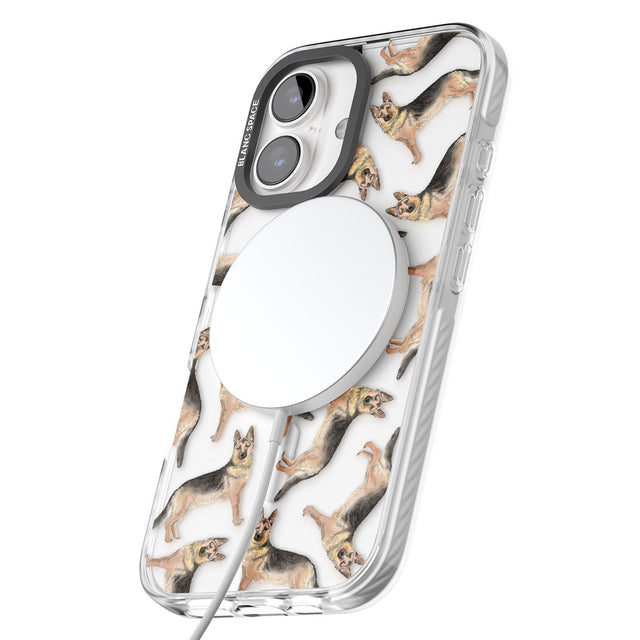 iPhone 16 Pro Max German Shepherd Watercolour Dog Pattern Black Impact Phone Case