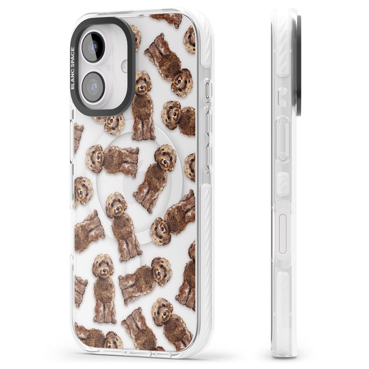 iPhone 16 Pro Max Cockapoo (Brown) Watercolour Dog Pattern Black Impact Phone Case