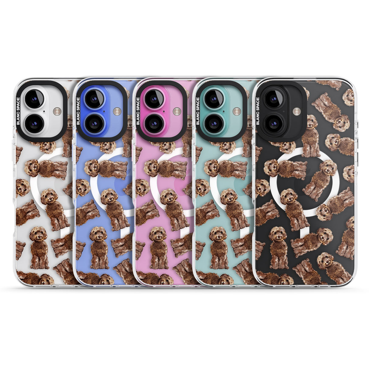 iPhone 16 Pro Max Cockapoo (Brown) Watercolour Dog Pattern Black Impact Phone Case