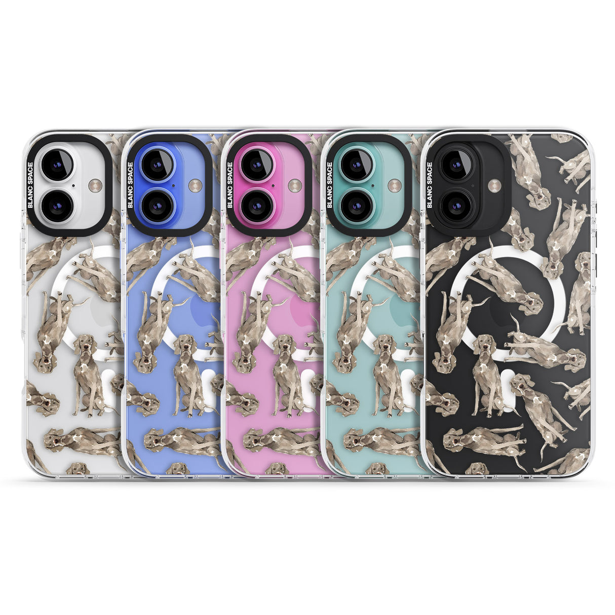 iPhone 16 Pro Max Weimaraner Watercolour Dog Pattern Black Impact Phone Case